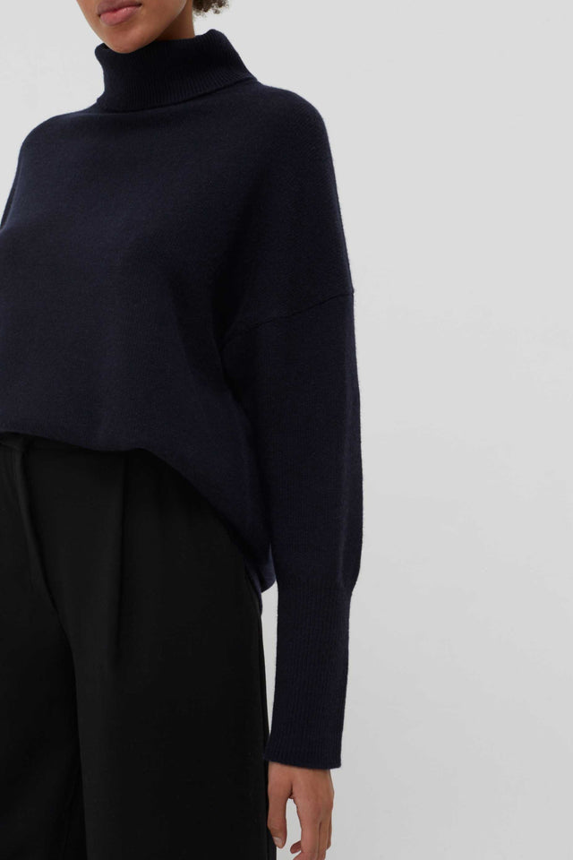 Navy Cashmere Rollneck Sweater image 4