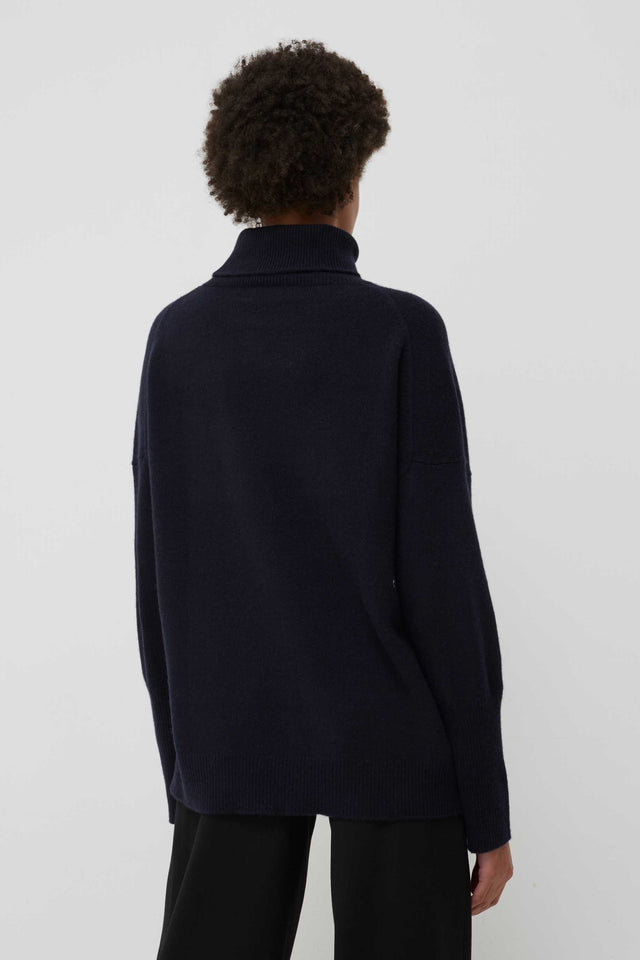 Navy Cashmere Rollneck Sweater image 3
