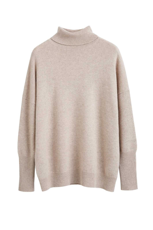 Oatmeal Pure Cashmere Rollneck Sweater image 2