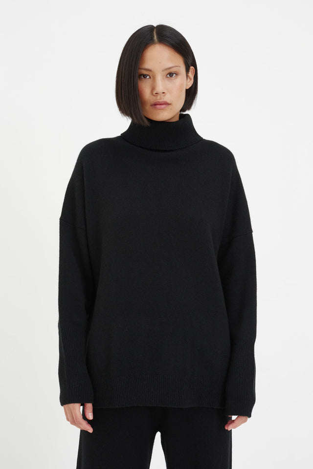 Black crop new arrivals roll neck jumper